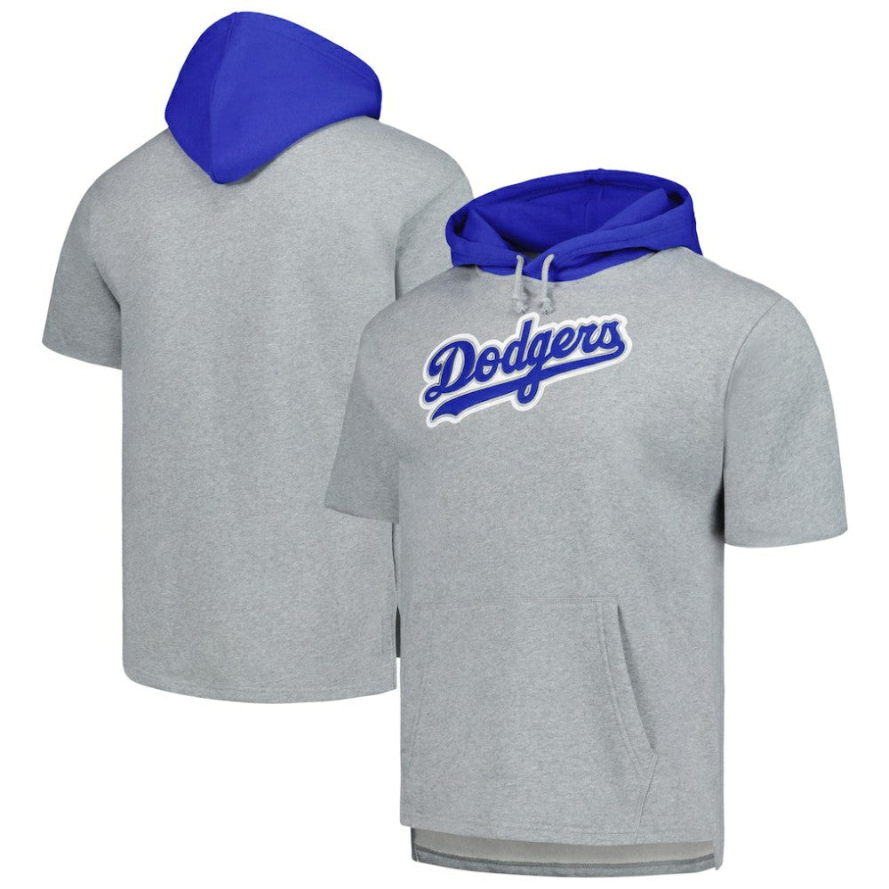 Los Angeles Dodgers Mitchell & Ness Postgame Short Sleeve Pullover Hoodie - Heather Gray - Mitchell & Ness Online
