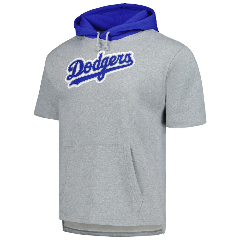 Los Angeles Dodgers Mitchell & Ness Postgame Short Sleeve Pullover Hoodie - Heather Gray - Mitchell & Ness Online