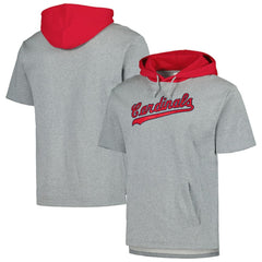 St. Louis Cardinals Mitchell & Ness Postgame Short Sleeve Pullover Hoodie - Heather Gray - Mitchell & Ness Online