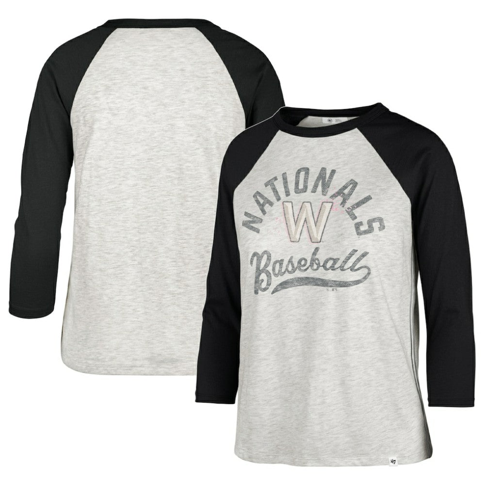 Washington Nationals '47 Women's City Connect Retro Daze Ava Raglan 3/4-Sleeve T-Shirt - Gray - 47 brand on Sale
