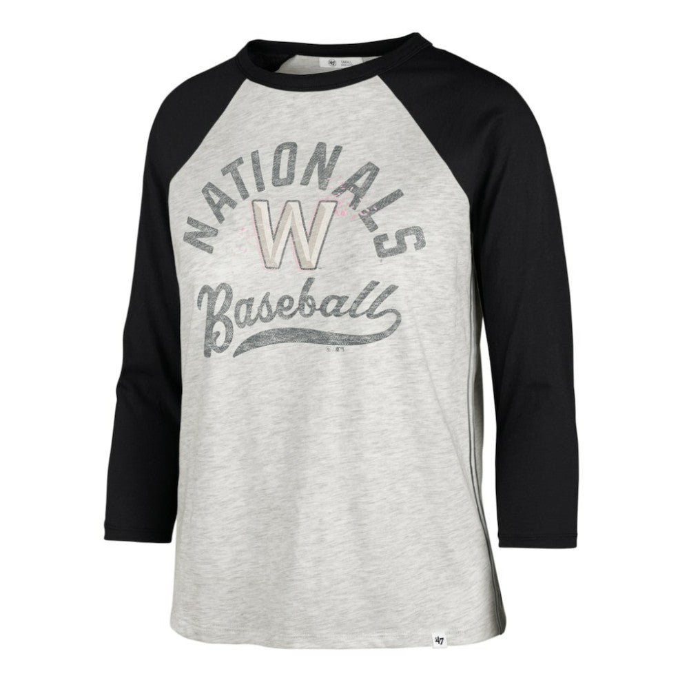 Washington Nationals '47 Women's City Connect Retro Daze Ava Raglan 3/4-Sleeve T-Shirt - Gray - 47 brand on Sale