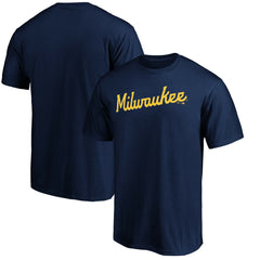 Milwaukee Brewers Official Team Wordmark T-Shirt - Navy - MLB Discount