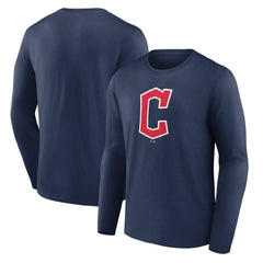 Cleveland Guardians Official Wordmark Long Sleeve T-Shirt - Navy - MLB Online