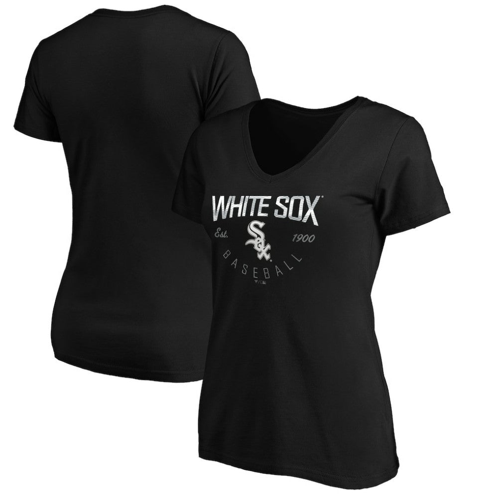 Chicago White Sox Women's Core Live For It V-Neck T-Shirt - Black - MLB Lifestyle