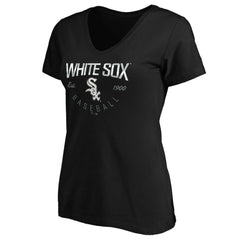 Chicago White Sox Women's Core Live For It V-Neck T-Shirt - Black - MLB Lifestyle