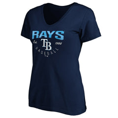 Tampa Bay Rays Women's Core Live For It V-Neck T-Shirt - Navy - MLB Sale