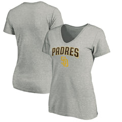 San Diego Padres Women's Core Team Lock Up Wordmark V-Neck T-Shirt - Gray - MLB Discount
