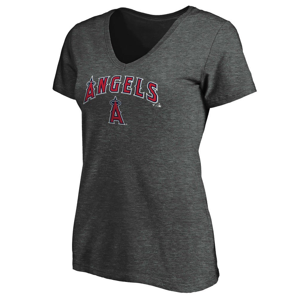 Los Angeles Angels Women's Core Team Lock Up V-Neck T-Shirt - Charcoal - MLB Online