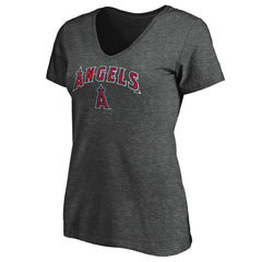 Los Angeles Angels Women's Core Team Lock Up V-Neck T-Shirt - Charcoal - MLB Online