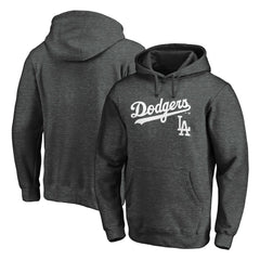 Los Angeles Dodgers Team Lock Up Wordmark Pullover Hoodie - Charcoal - MLB Discount