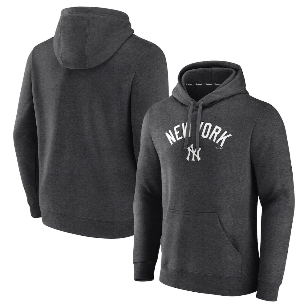 New York Yankees Team Lock Up Wordmark Pullover Hoodie - Charcoal - MLB Sale