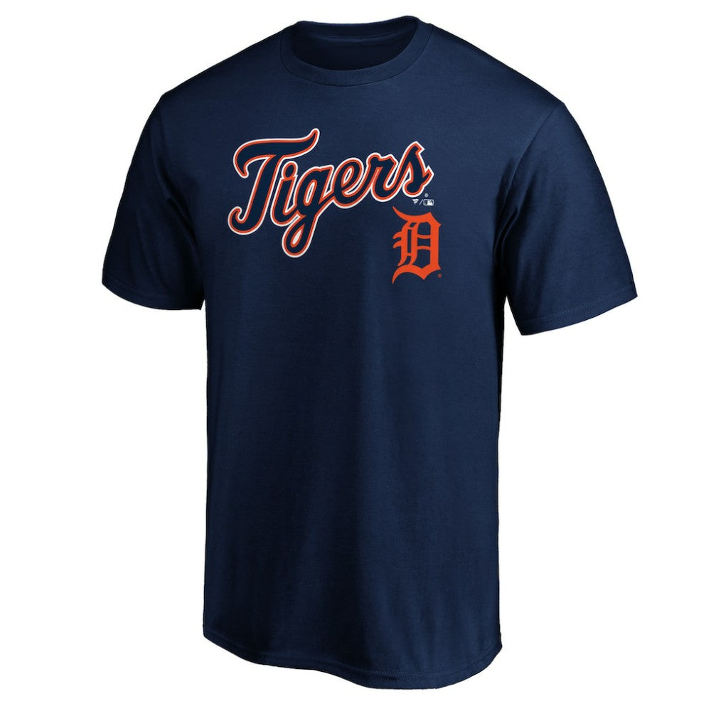 Detroit Tigers Team Lock Up Wordmark T-Shirt - Navy - MLB Lifestyle
