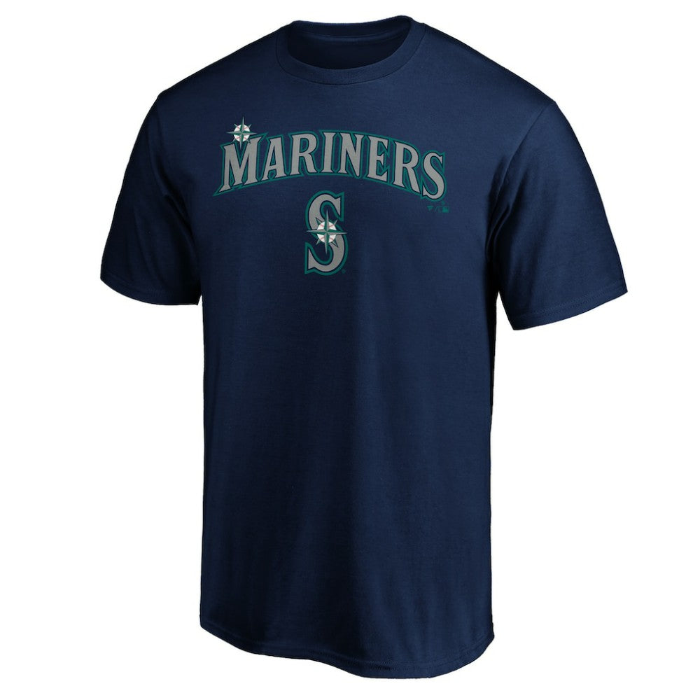Seattle Mariners Team Lock Up Wordmark T-Shirt - Navy - MLB Discount