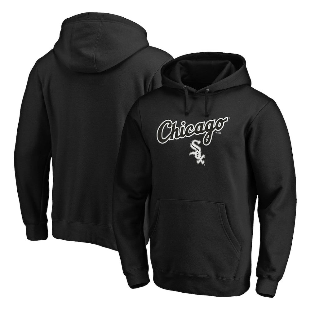 Chicago White Sox Team Lock Up Wordmark Pullover Hoodie - Black - MLB Discount
