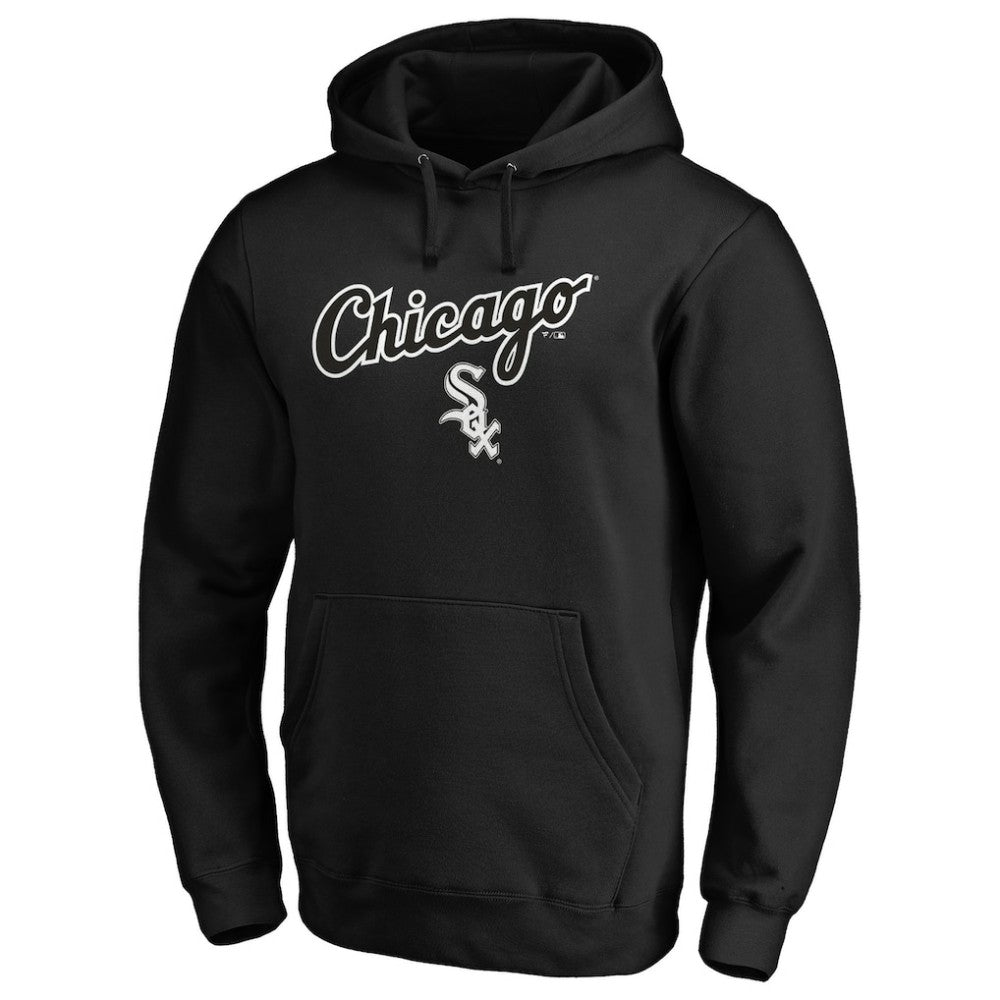 Chicago White Sox Team Lock Up Wordmark Pullover Hoodie - Black - MLB Discount
