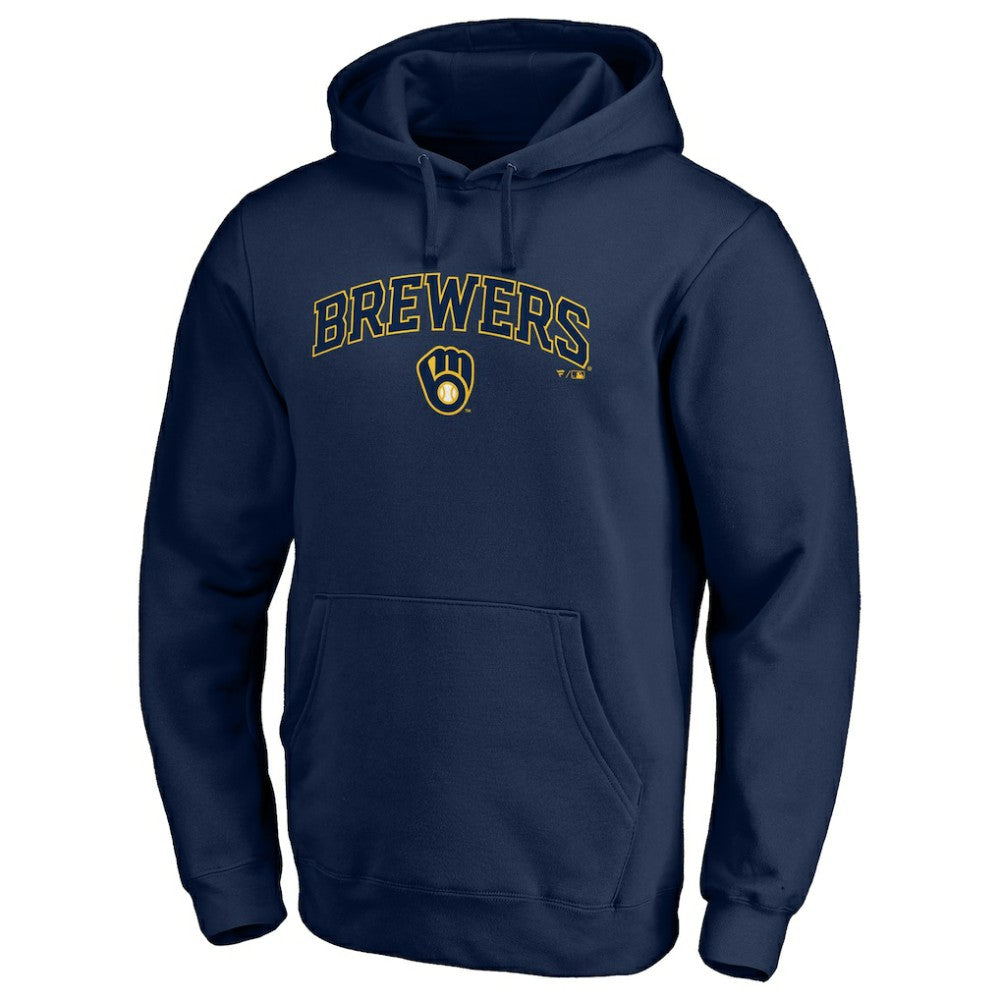 Milwaukee Brewers Team Lock Up Wordmark Pullover Hoodie - Navy - MLB Online