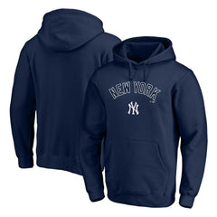 New York Yankees Team Lock Up Wordmark Pullover Hoodie - Navy - MLB Lifestyle