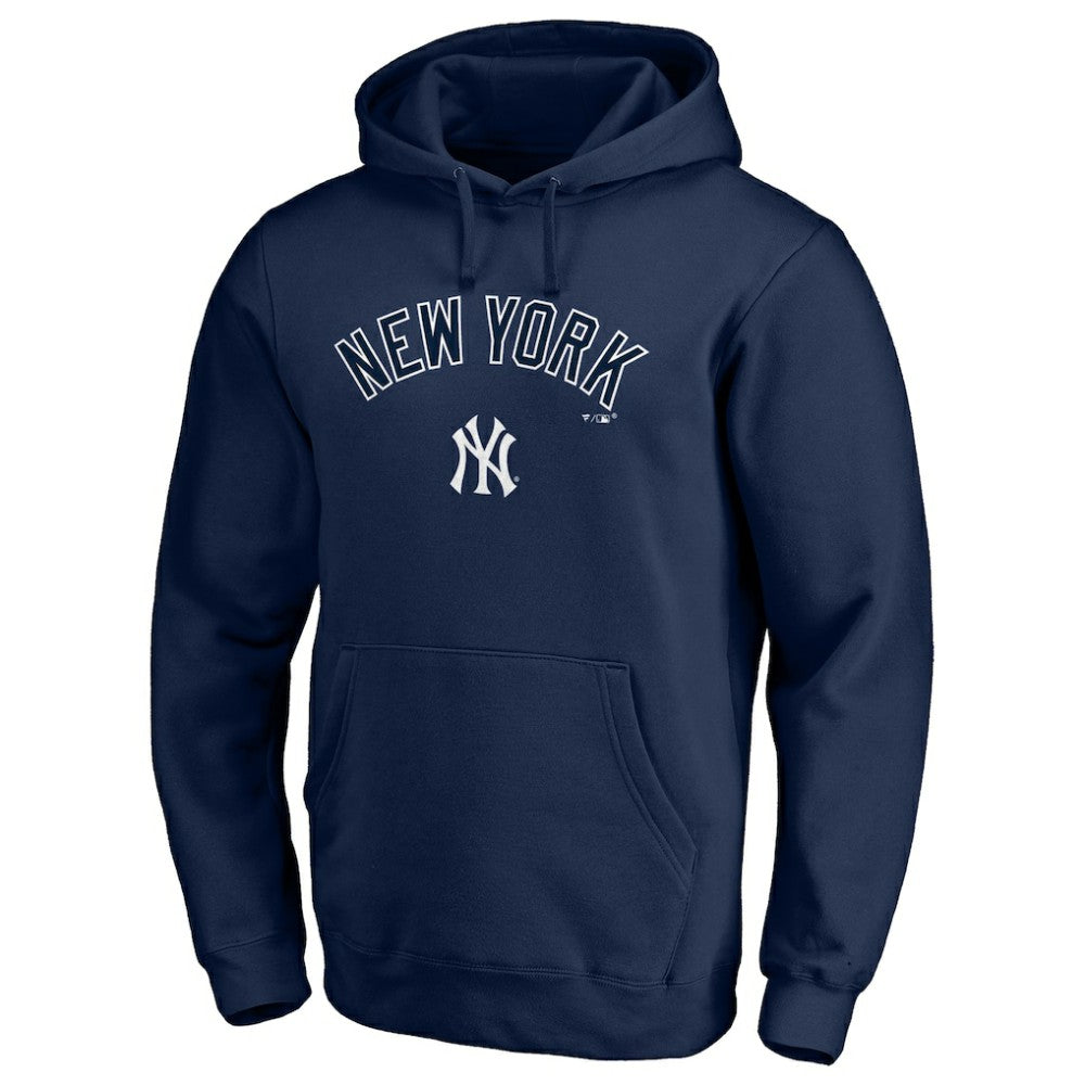 New York Yankees Team Lock Up Wordmark Pullover Hoodie - Navy - MLB Lifestyle