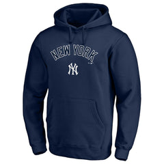 New York Yankees Team Lock Up Wordmark Pullover Hoodie - Navy - MLB Lifestyle