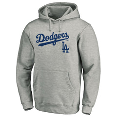 Los Angeles Dodgers Team Lock Up Wordmark Pullover Hoodie - Gray - MLB Online