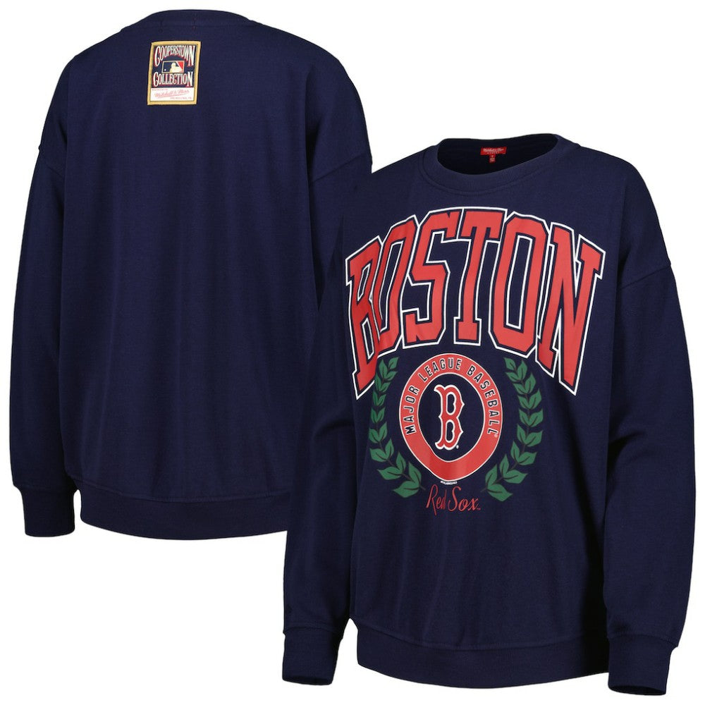 Boston Red Sox Mitchell & Ness Women's Logo Lt 2.0 Pullover Sweatshirt - Navy - Mitchell & Ness Lifestyle