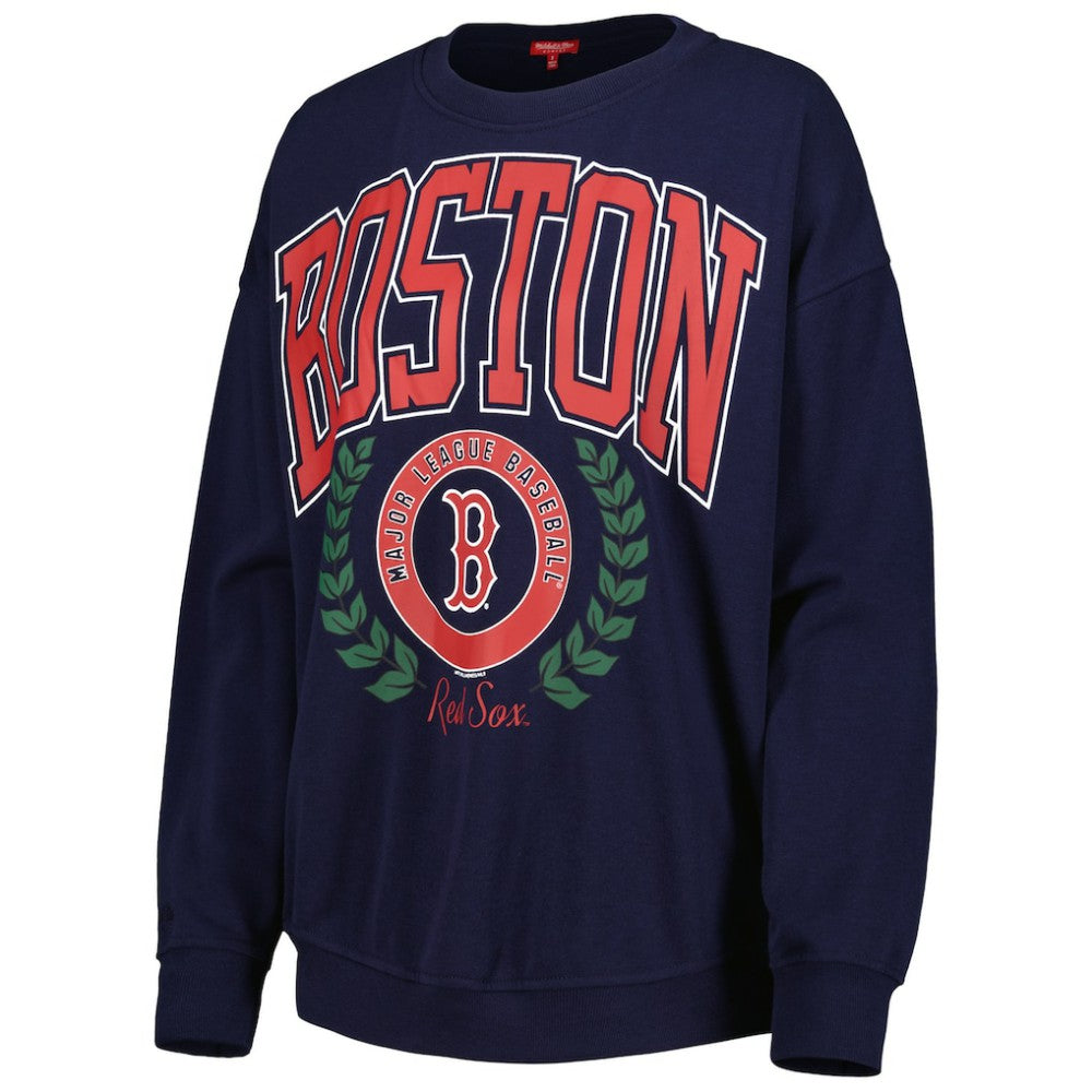 Boston Red Sox Mitchell & Ness Women's Logo Lt 2.0 Pullover Sweatshirt - Navy - Mitchell & Ness Lifestyle