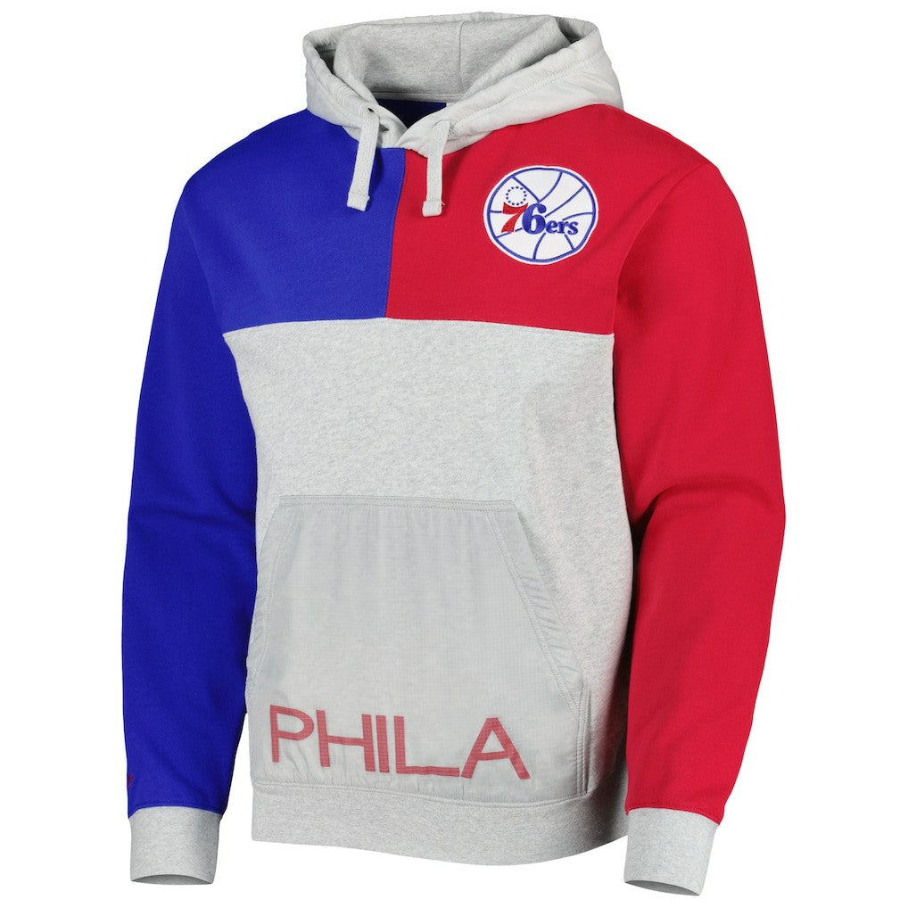 Philadelphia 76ers Tie-Breaker Pullover Hoodie for sale Heather Gray | Mitchell & Ness discount