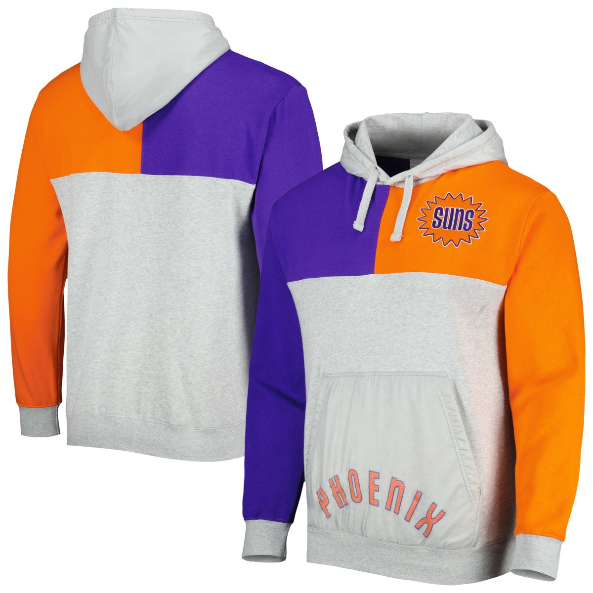 Phoenix Suns Tie-Breaker Pullover Hoodie Heather Gray | Mitchell & Ness US