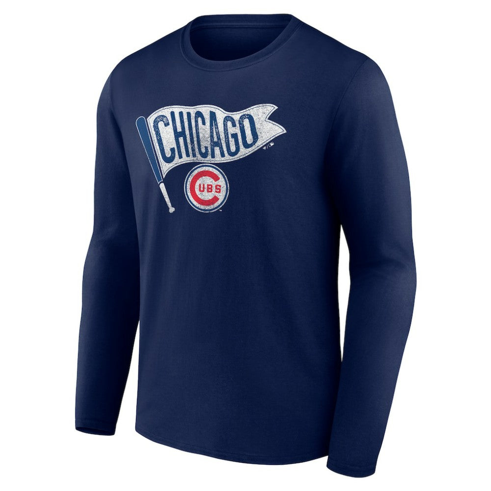 Chicago Cubs Flag Long Sleeve T-Shirt - Navy - MLB on Sale