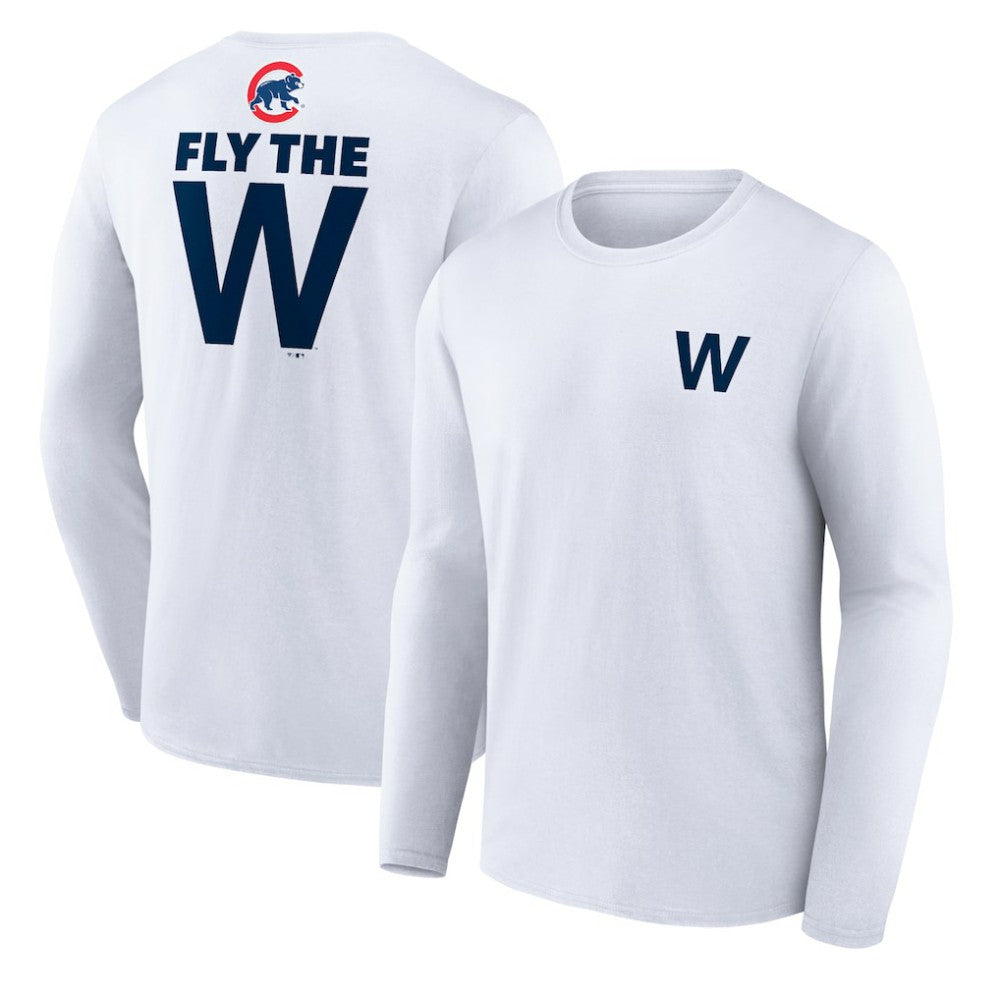 Chicago Cubs Fly the W Long Sleeve T-Shirt - White - MLB on Sale