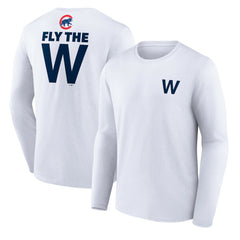 Chicago Cubs Fly the W Long Sleeve T-Shirt - White - MLB on Sale