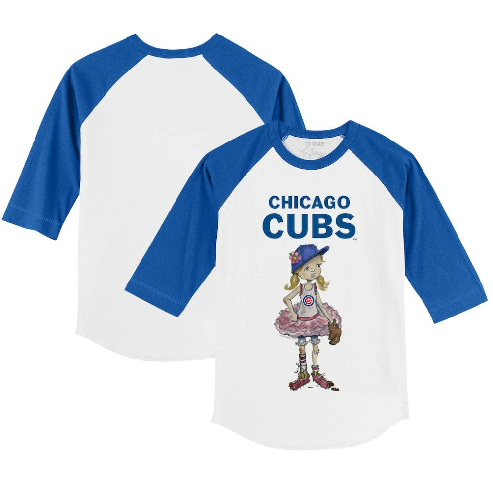 Chicago Cubs Tiny Turnip Youth Babes 3/4-Sleeve Raglan T-Shirt - White/Royal - MLB Sale