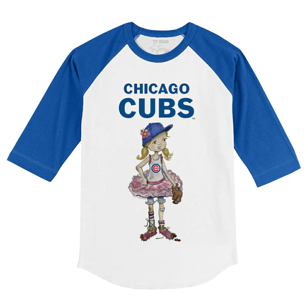 Chicago Cubs Tiny Turnip Youth Babes 3/4-Sleeve Raglan T-Shirt - White/Royal - MLB Sale