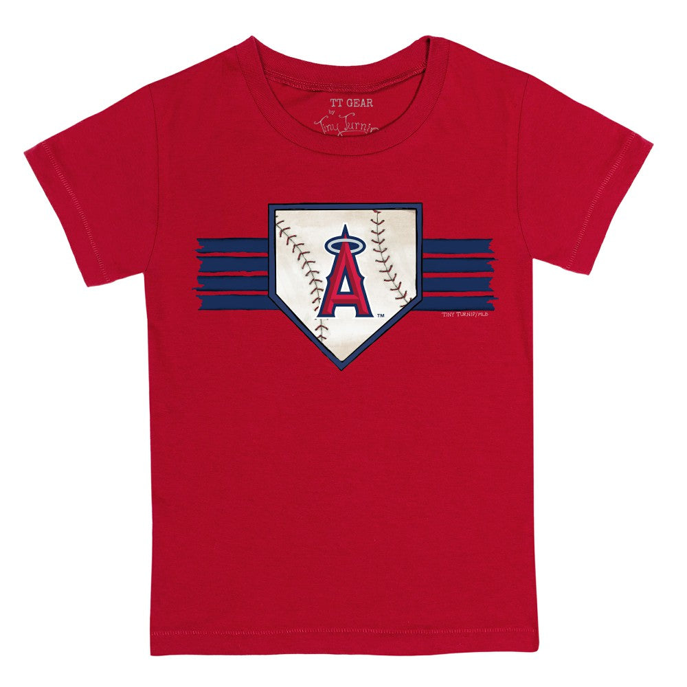 Los Angeles Angels Tiny Turnip Youth Base Stripe T-Shirt - Red - MLB Discount