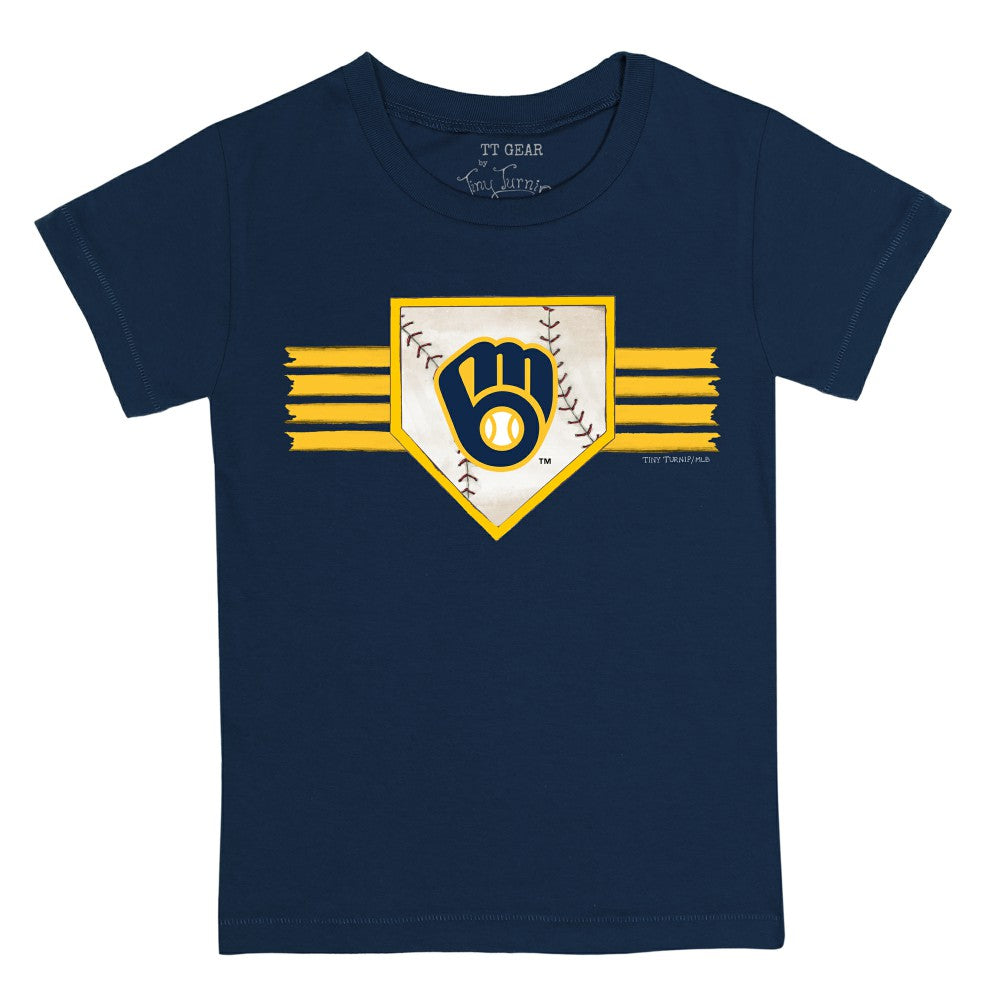 Milwaukee Brewers Tiny Turnip Youth Base Stripe T-Shirt - Navy - MLB Sale