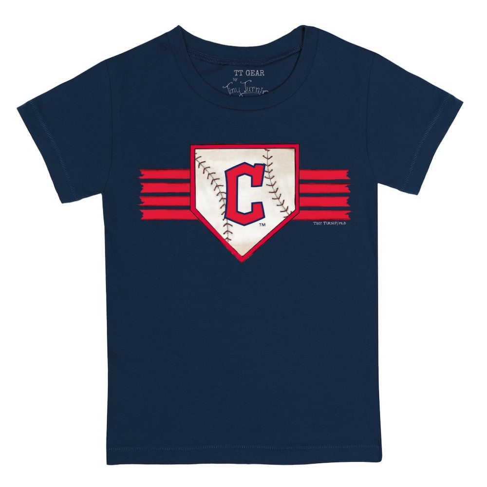 Cleveland Guardians Tiny Turnip Youth Base Stripe T-Shirt - Navy - MLB Sale