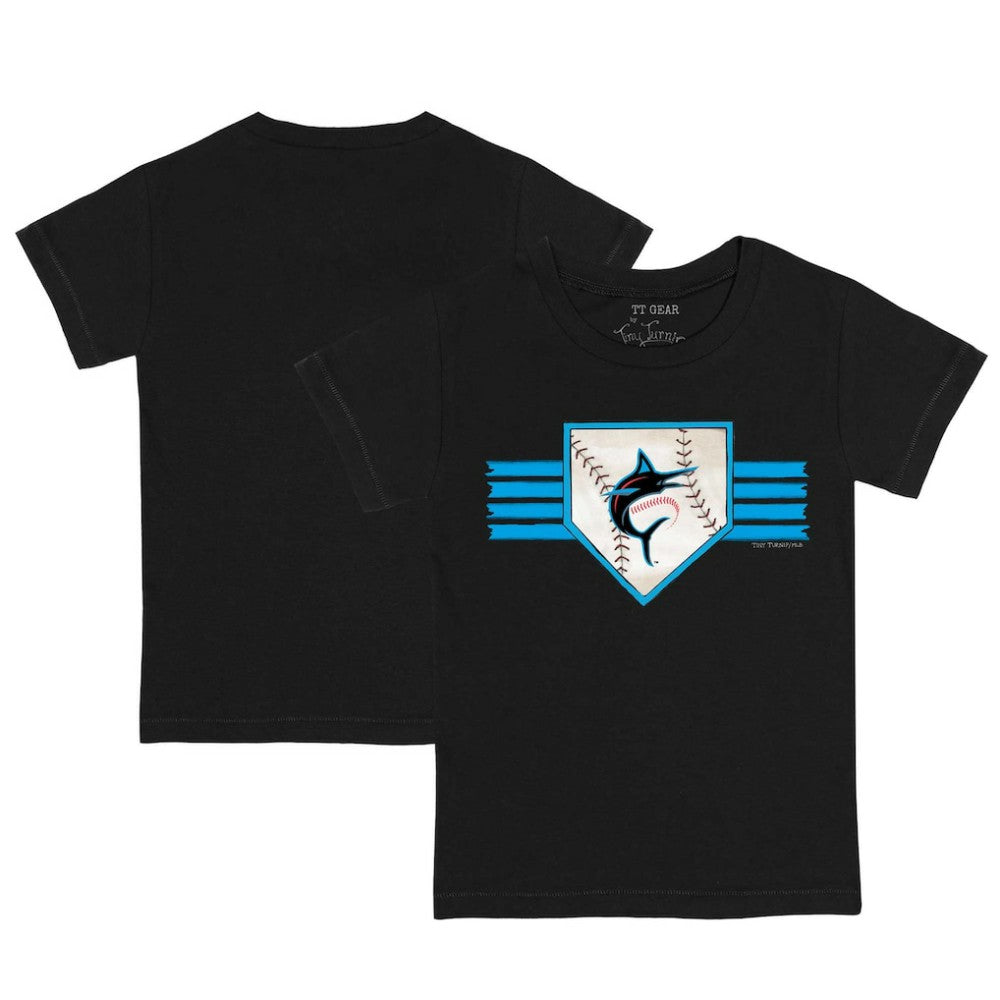 Miami Marlins Tiny Turnip Youth Base Stripe T-Shirt - Black - MLB Discount