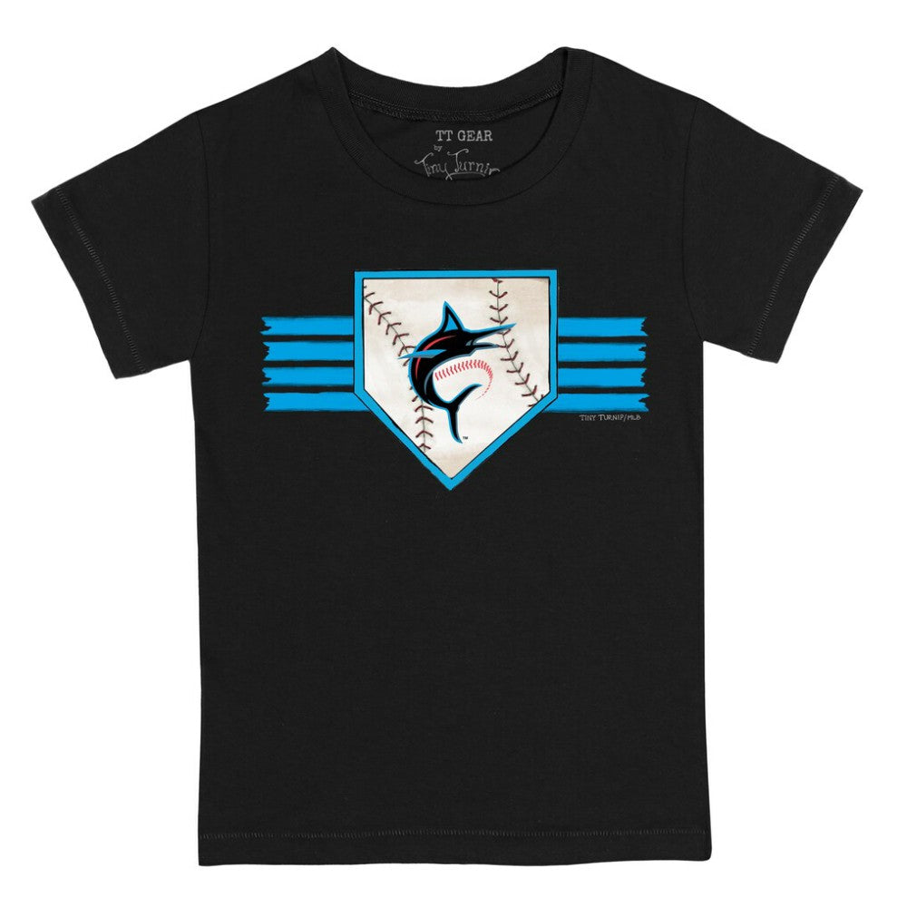 Miami Marlins Tiny Turnip Youth Base Stripe T-Shirt - Black - MLB Discount