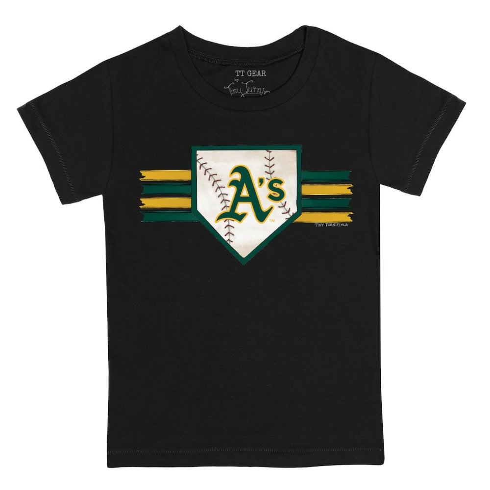 Athletics Tiny Turnip Youth Base Stripe T-Shirt - Black - MLB on Sale