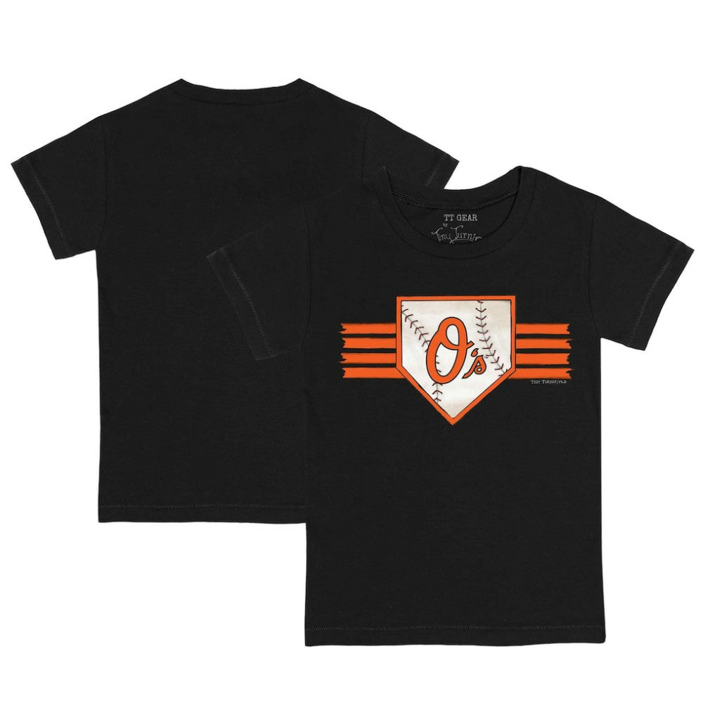 Baltimore Orioles Tiny Turnip Youth Base Stripe T-Shirt - Black - MLB on Sale