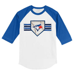 Toronto Blue Jays Tiny Turnip Youth Base Stripe 3/4-Sleeve Raglan T-Shirt - White/Royal - MLB Lifestyle