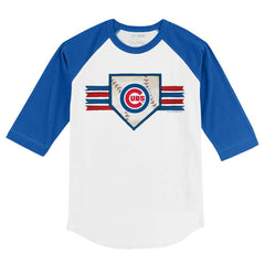 Chicago Cubs Tiny Turnip Youth Base Stripe 3/4-Sleeve Raglan T-Shirt - White/Royal - MLB on Sale