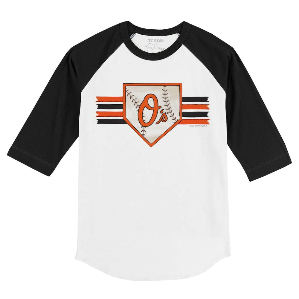 Baltimore Orioles Tiny Turnip Youth Base Stripe 3/4-Sleeve Raglan T-Shirt - White/Black - MLB Online