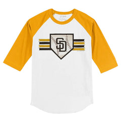 San Diego Padres Tiny Turnip Youth Base Stripe 3/4-Sleeve Raglan T-Shirt - White/Gold - MLB Sale