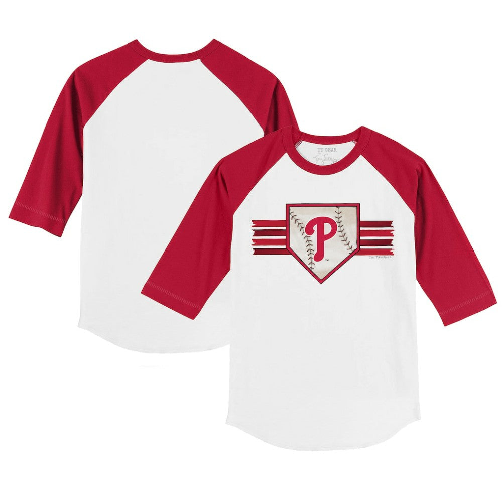 Philadelphia Phillies Tiny Turnip Youth Base Stripe 3/4-Sleeve Raglan T-Shirt - White/Red - MLB Sale