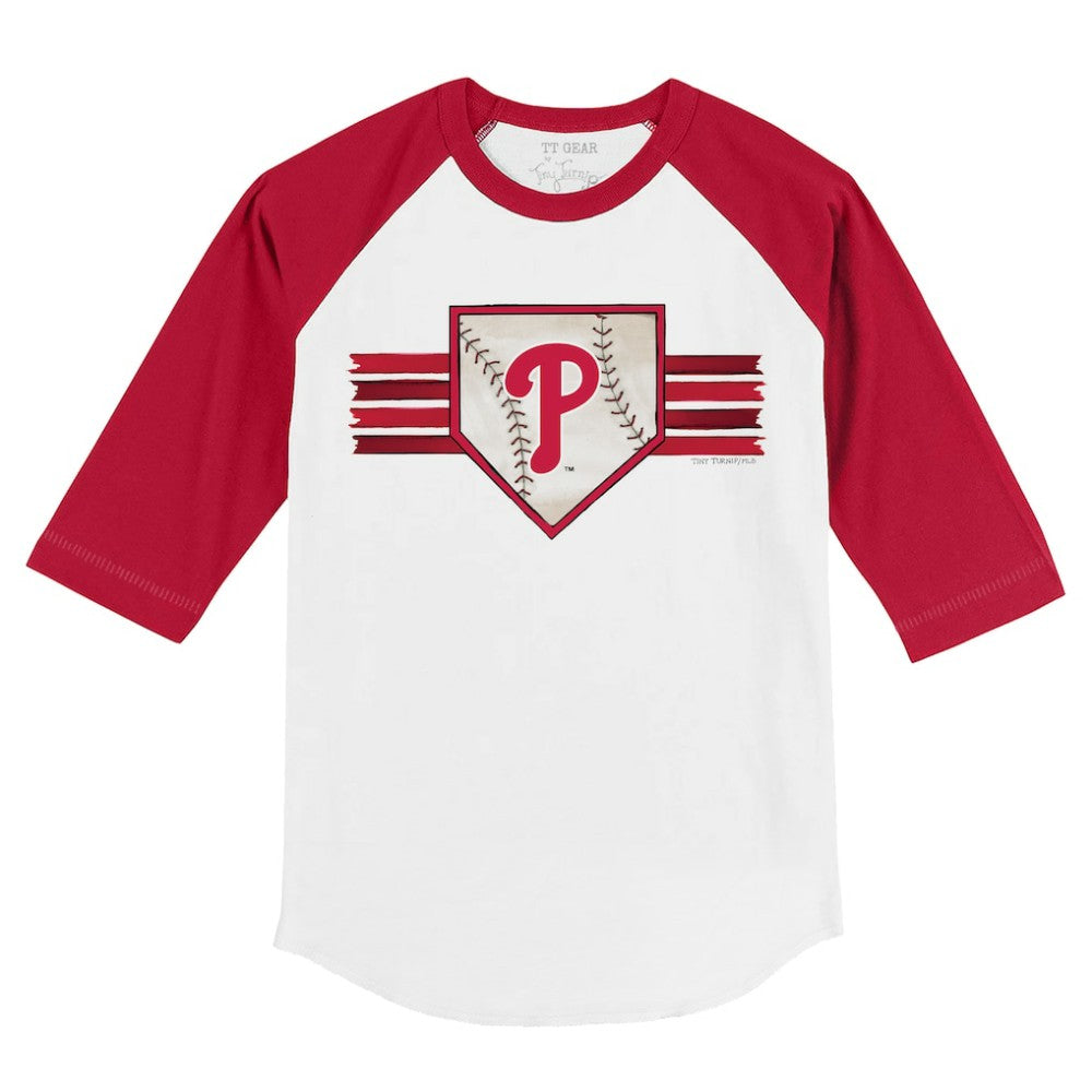 Philadelphia Phillies Tiny Turnip Youth Base Stripe 3/4-Sleeve Raglan T-Shirt - White/Red - MLB Sale