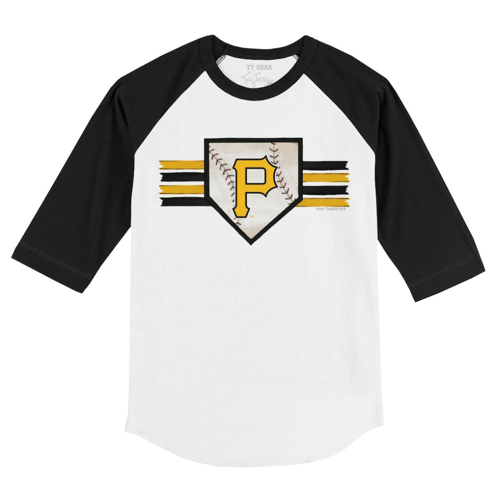 Pittsburgh Pirates Tiny Turnip Youth Base Stripe 3/4-Sleeve Raglan T-Shirt - White/Black - MLB Online