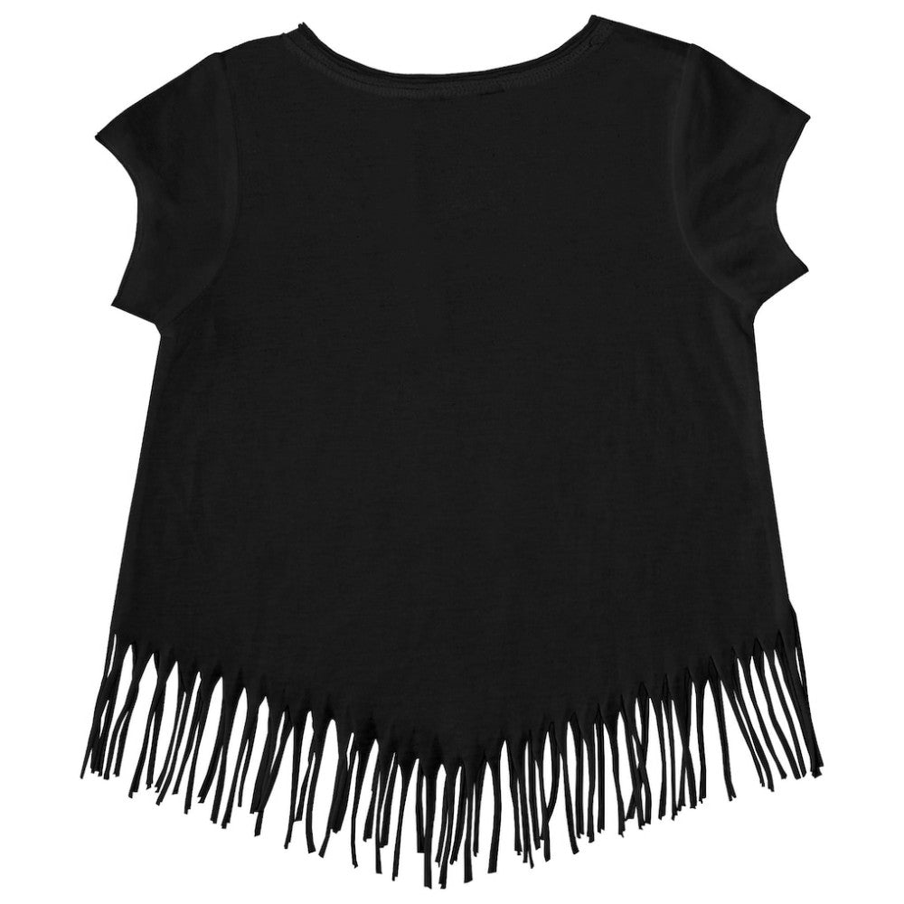 Pittsburgh Pirates Tiny Turnip Girls Youth Baseball Bow Fringe T-Shirt - Black - MLB on Sale