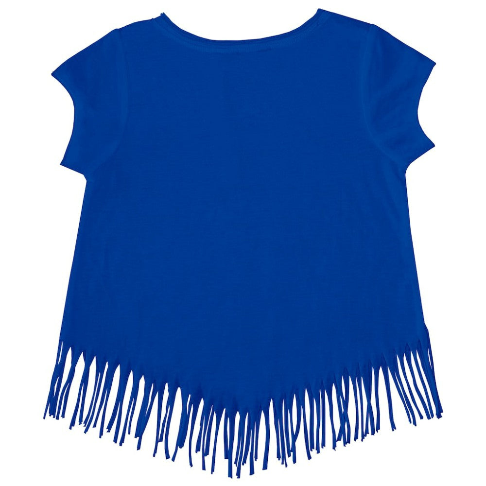Texas Rangers Tiny Turnip Girls Youth Baseball Bow Fringe T-Shirt - Royal - MLB on Sale