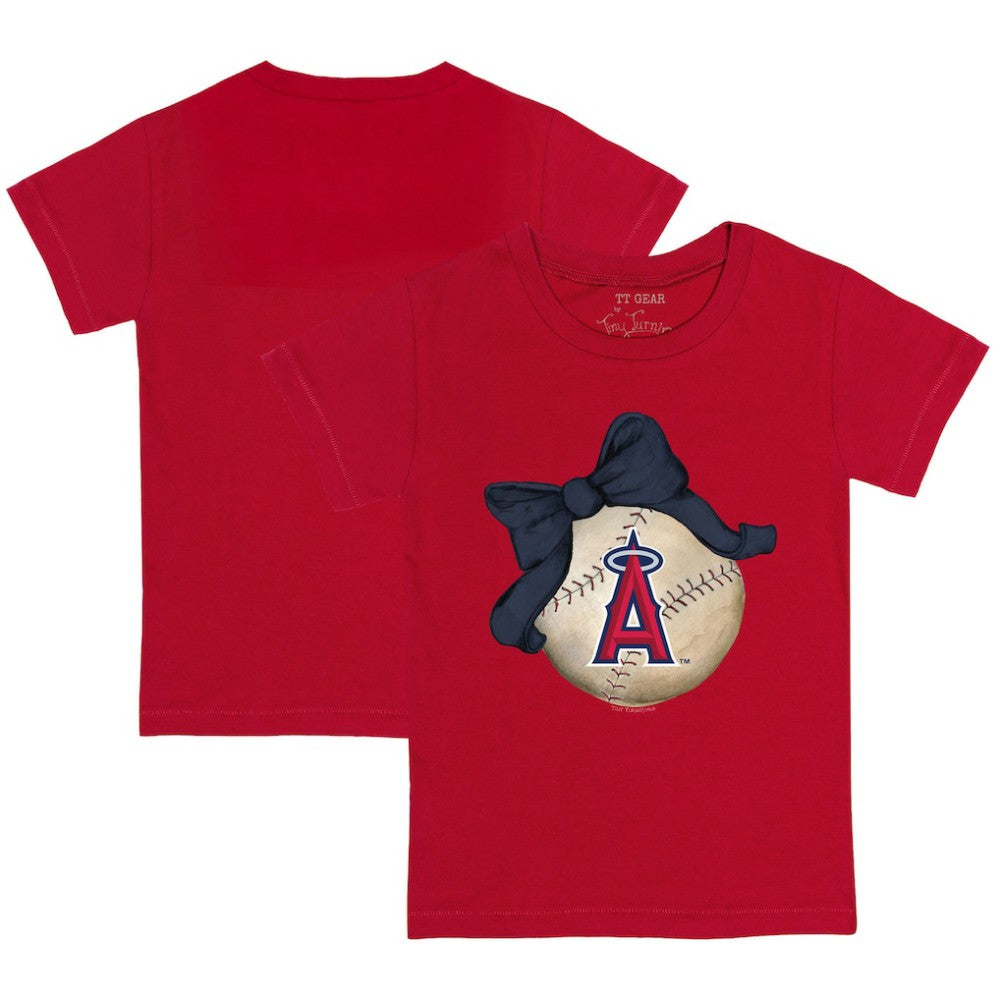 Los Angeles Angels Tiny Turnip Youth Baseball Bow T-Shirt - Red - MLB Lifestyle